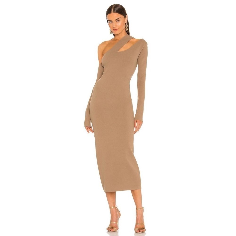 NANUSHKA NEW Nala Midi Dress Beige Size Small
